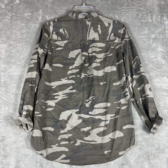 Express Women Small Camouflage Green Boyfriend Fit Long Sleeve Button Top‎ - Picture 6 of 6